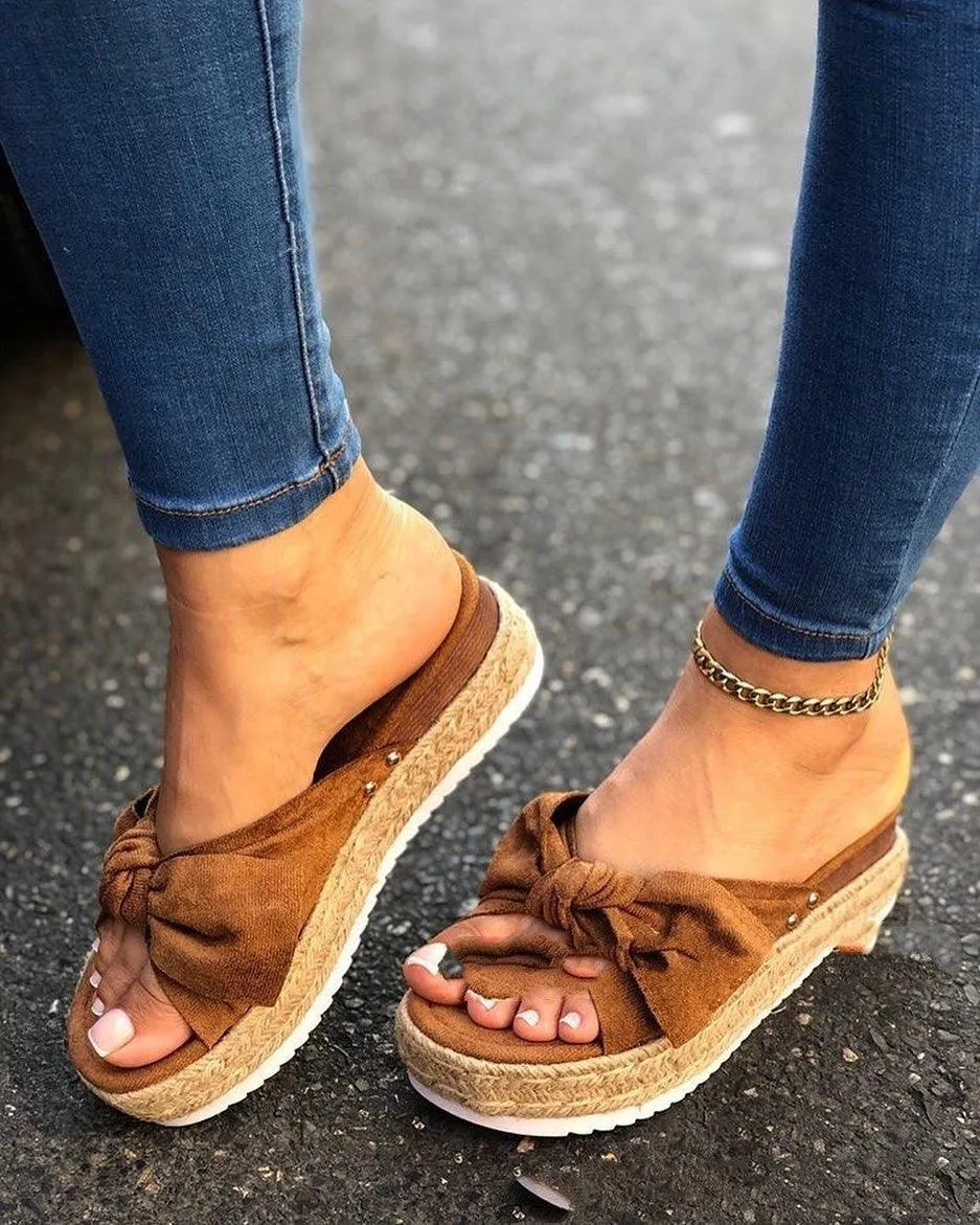 New Hemp Rope Platform Bow Casual Sandals | Stylish and Comfortable Sandals for Everyday Wear