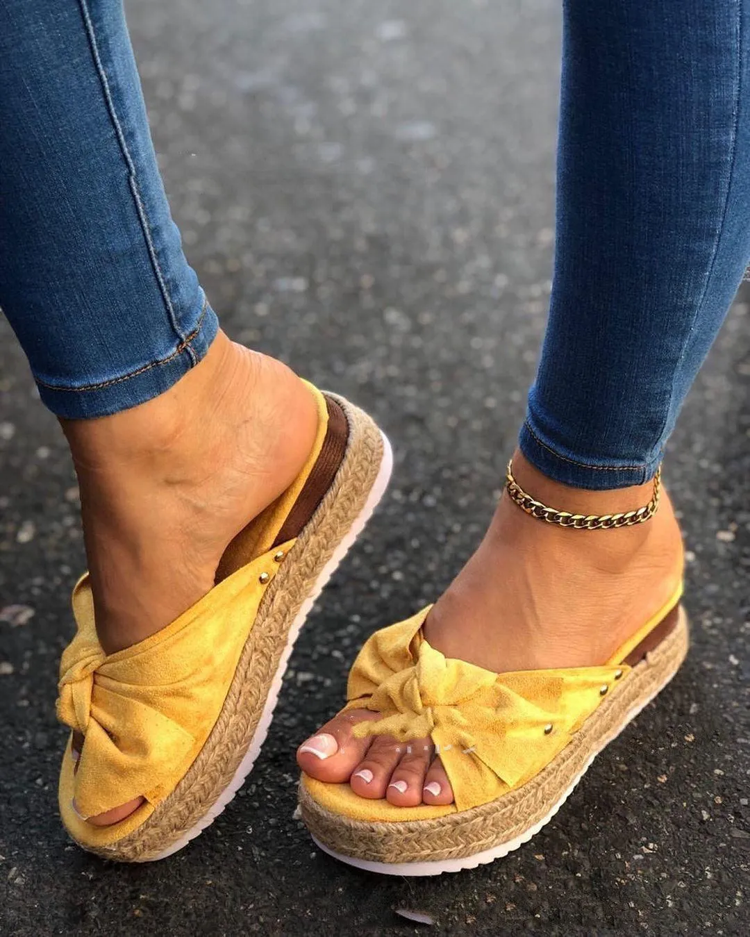 New Hemp Rope Platform Bow Casual Sandals | Stylish and Comfortable Sandals for Everyday Wear