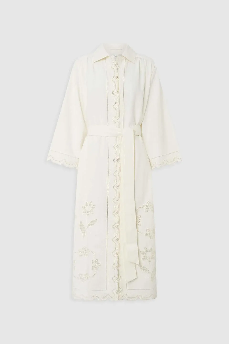 Oroton Table Cloth Lace Column Dress in Soft Cream