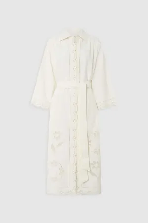 Oroton Table Cloth Lace Column Dress in Soft Cream
