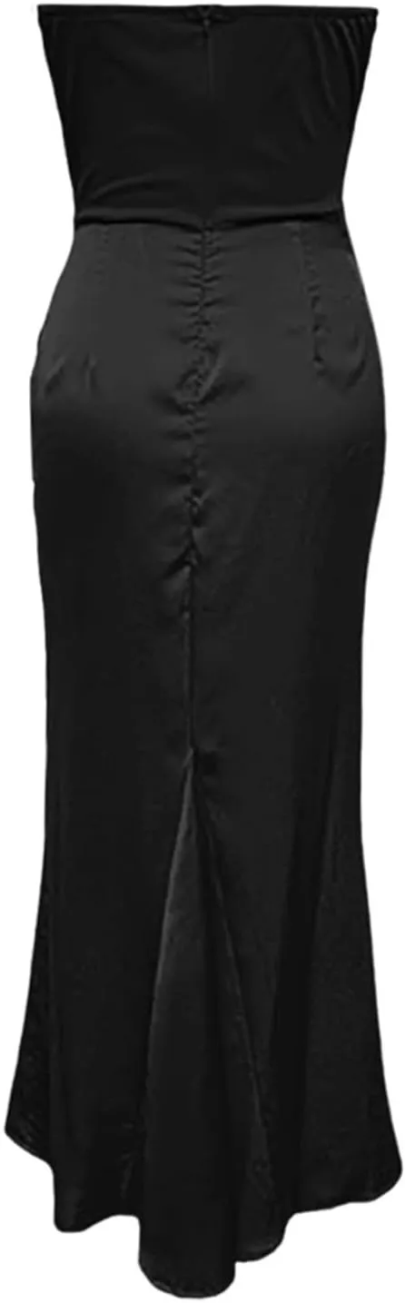PTOLOCIF Party Dresses for Women Guest Cocktail Dress Fishbone Sexy Slim Fishtail Skirt Long Solid Color Dress Formal Dresses