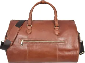 Real Leather Garment Suit Carrier 2-in-1 Holdall Duffel Travel Bag Ludlow, Tan, L, Convertible Suit carrier Holdall