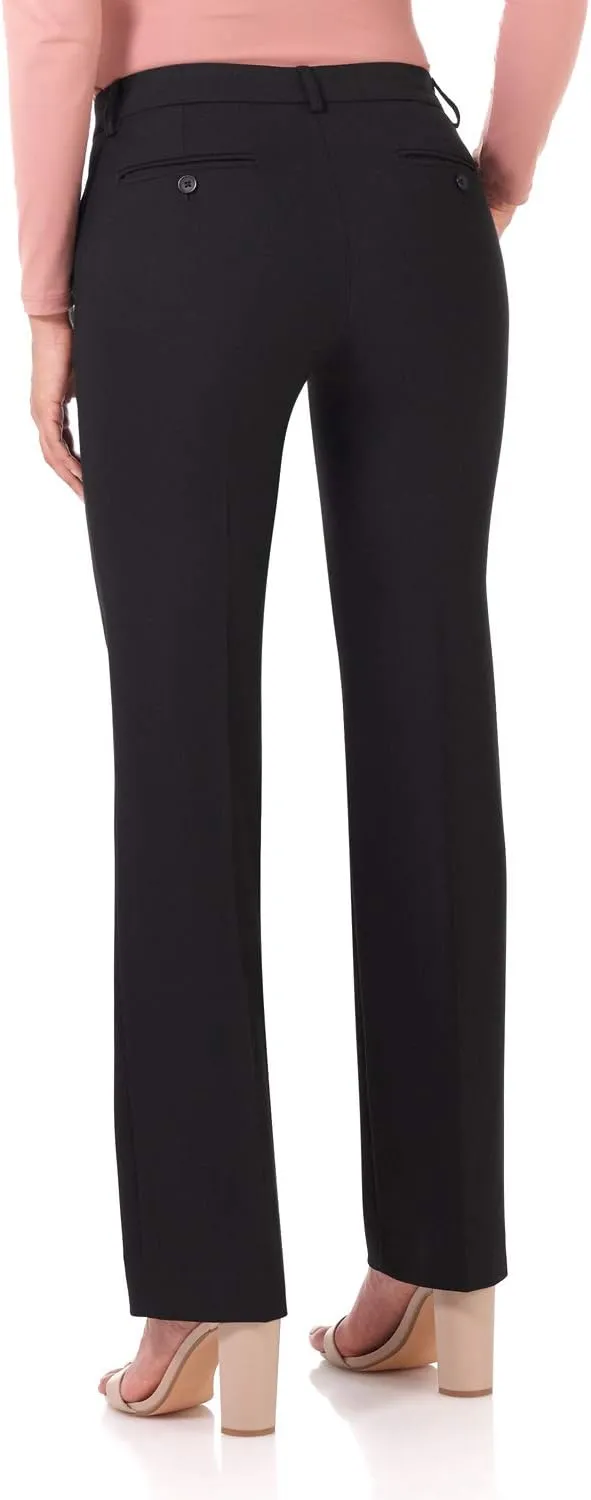 Rekucci Women's Smart Stretch Desk to Dinner Straight Leg Pant w/Zipper Closure