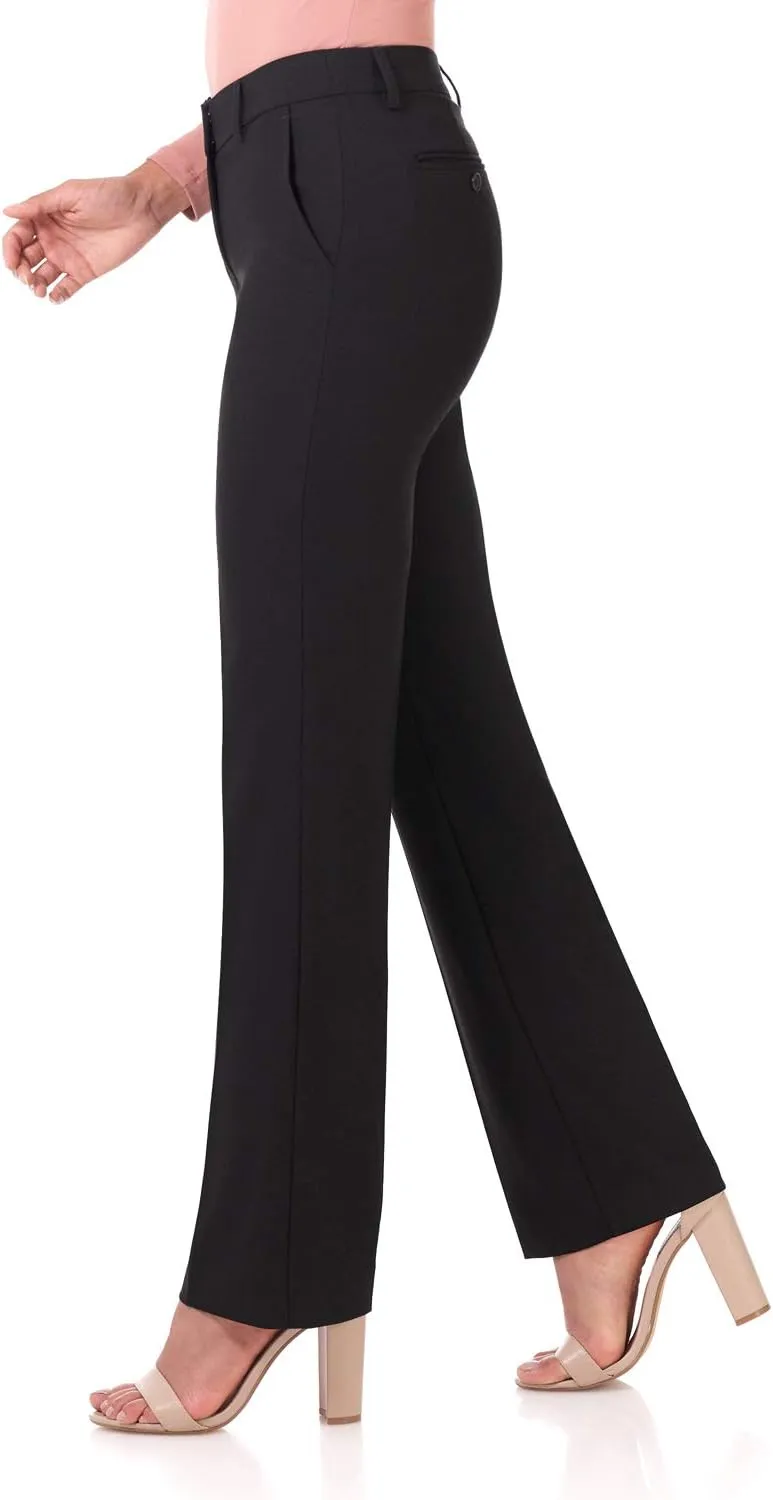 Rekucci Women's Smart Stretch Desk to Dinner Straight Leg Pant w/Zipper Closure