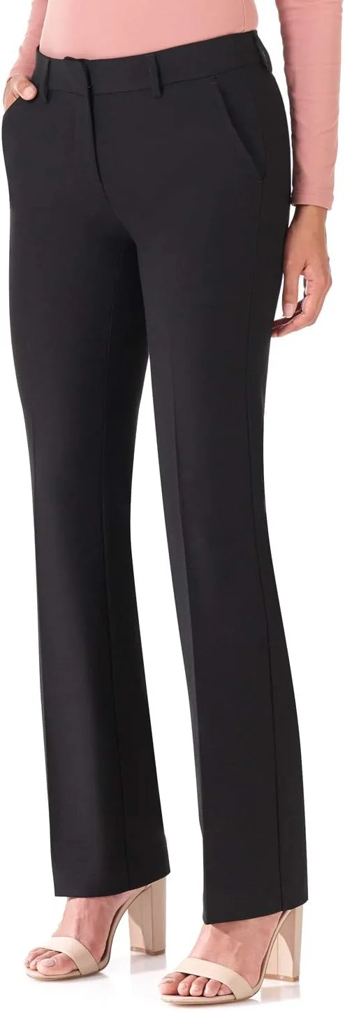 Rekucci Women's Smart Stretch Desk to Dinner Straight Leg Pant w/Zipper Closure