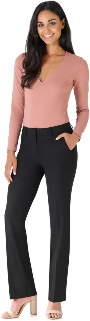 Rekucci Women's Smart Stretch Desk to Dinner Straight Leg Pant w/Zipper Closure