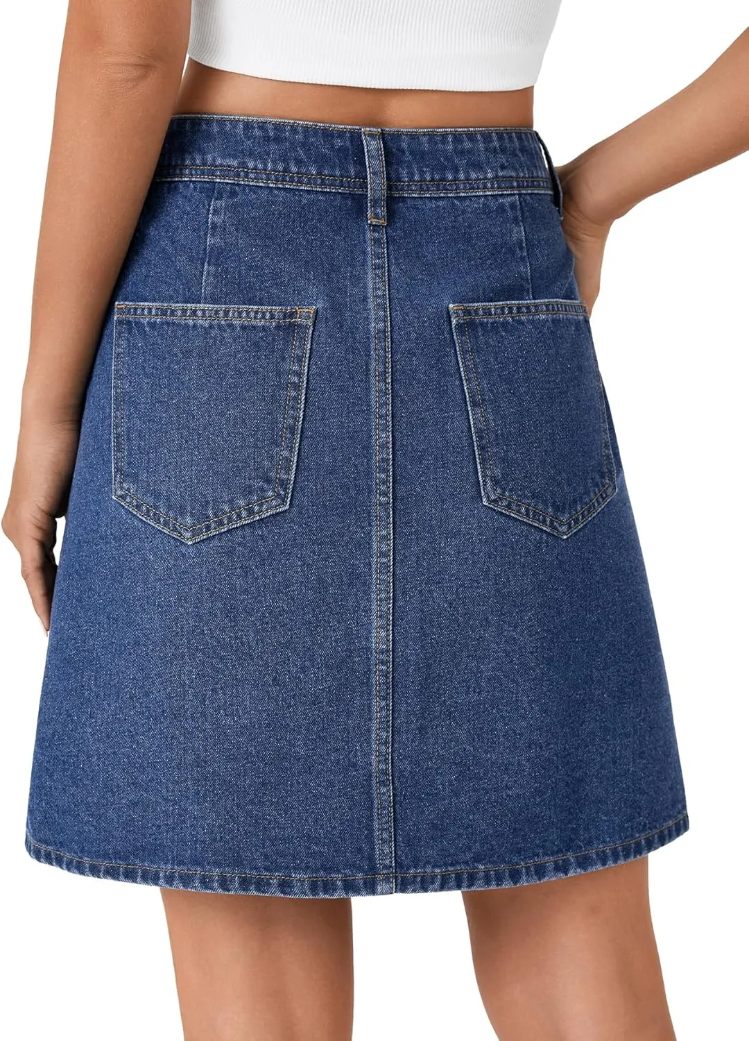 Rooscier Women's Button Down High Waisted A Line Jean Mini Denim Skirt with Pockets