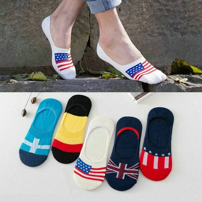ROYALUCK 5-Pack Men's No Show Socks Silicone Non-Slip Summer Boat Socks