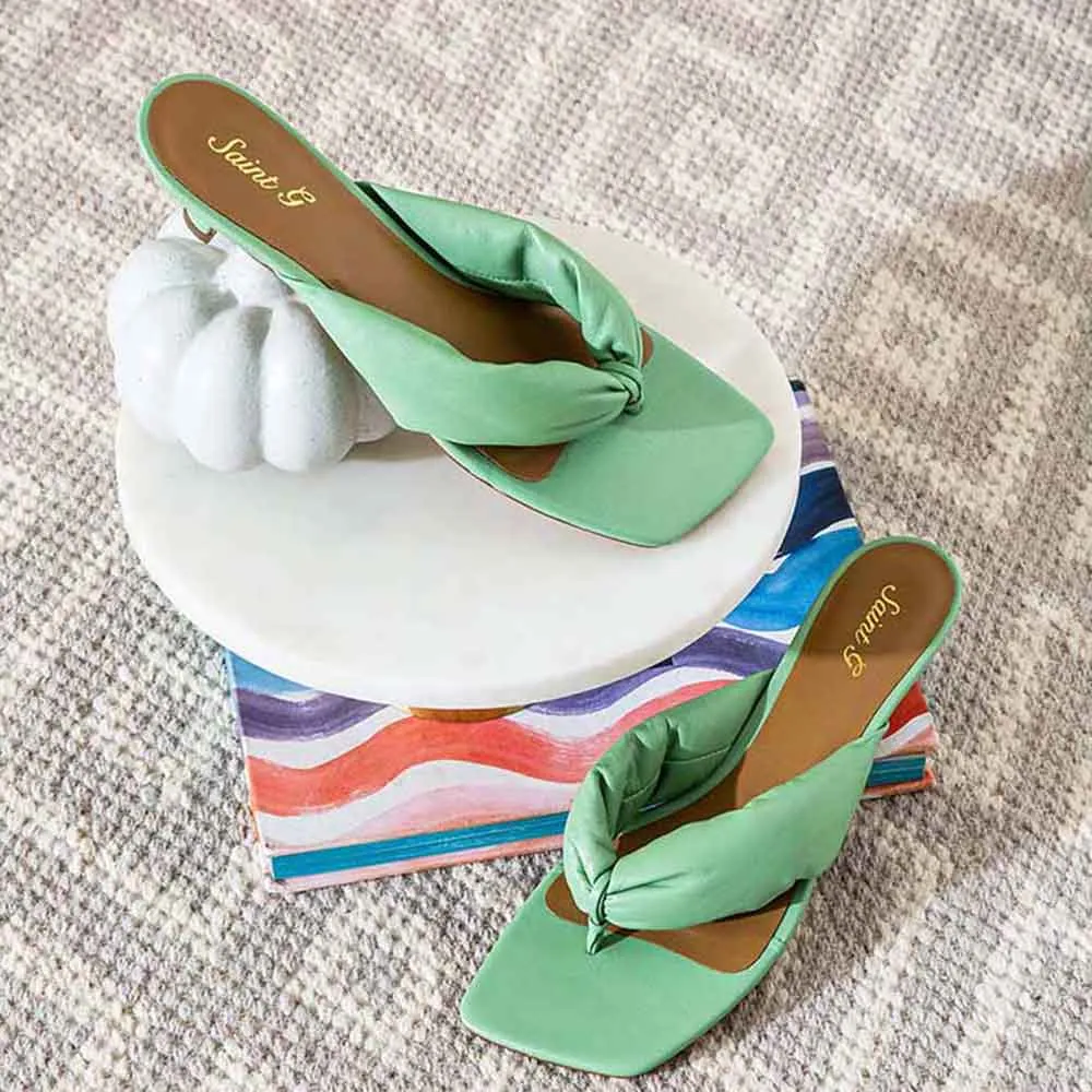Saint G Mint Leather Handcrafted Kitten Heels