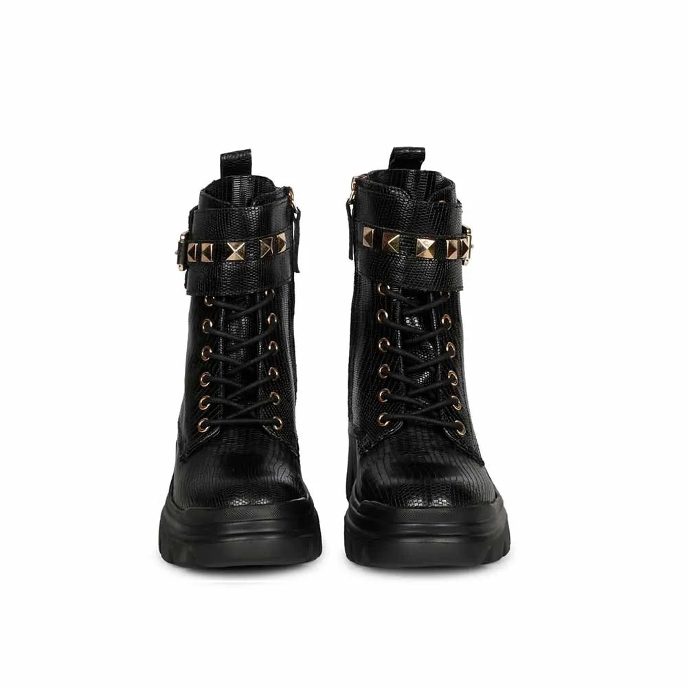 Saint G Textured Black Leather Boots