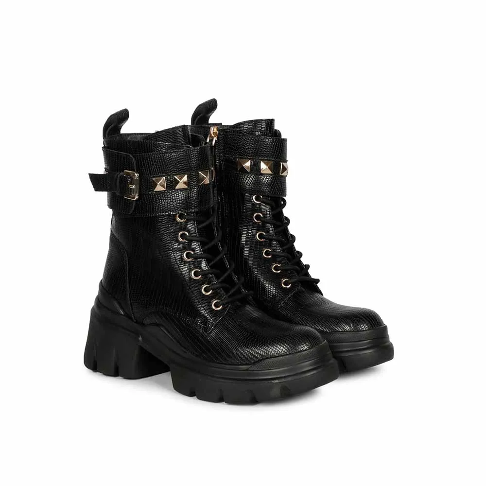 Saint G Textured Black Leather Boots