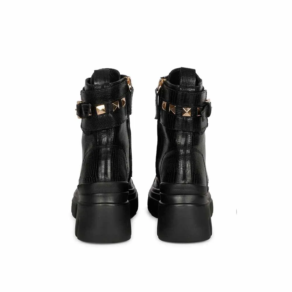 Saint G Textured Black Leather Boots