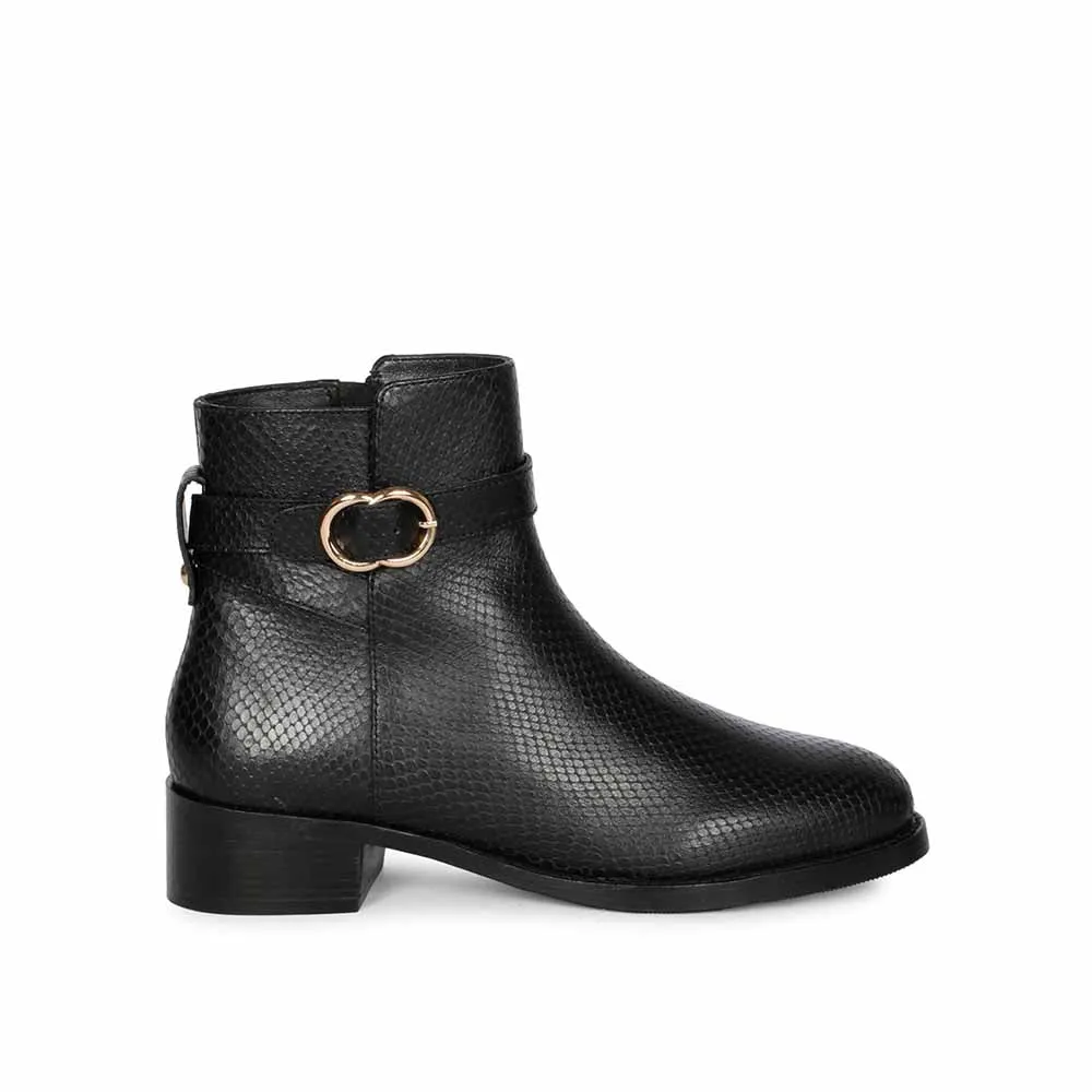 Saint G Textured Black Leather Zipper Ankle Boots