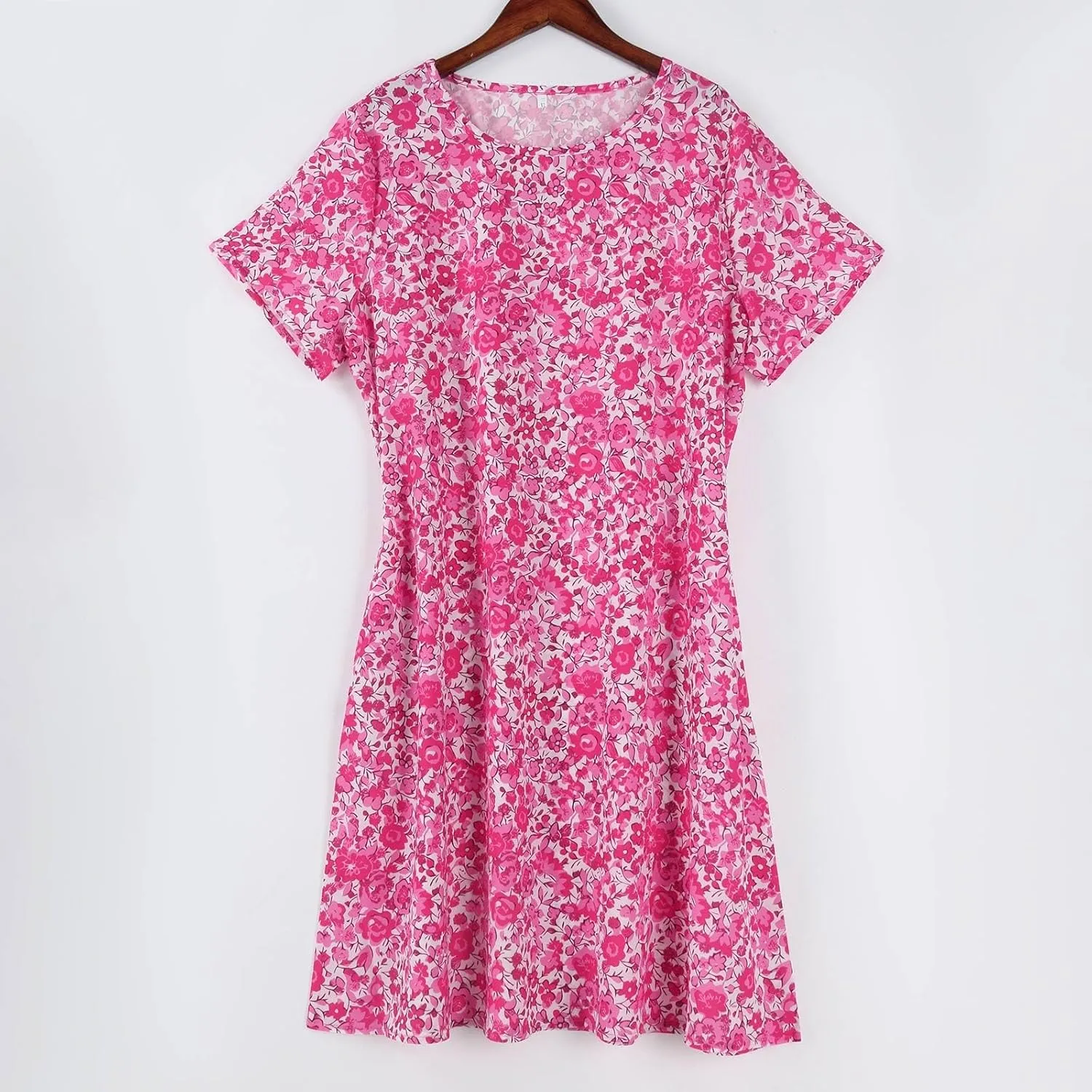 Spring Dresses for Women 2025 Trendy Graphic Printed Short Sleeve Scoop Neck Loose Bohomian Dress