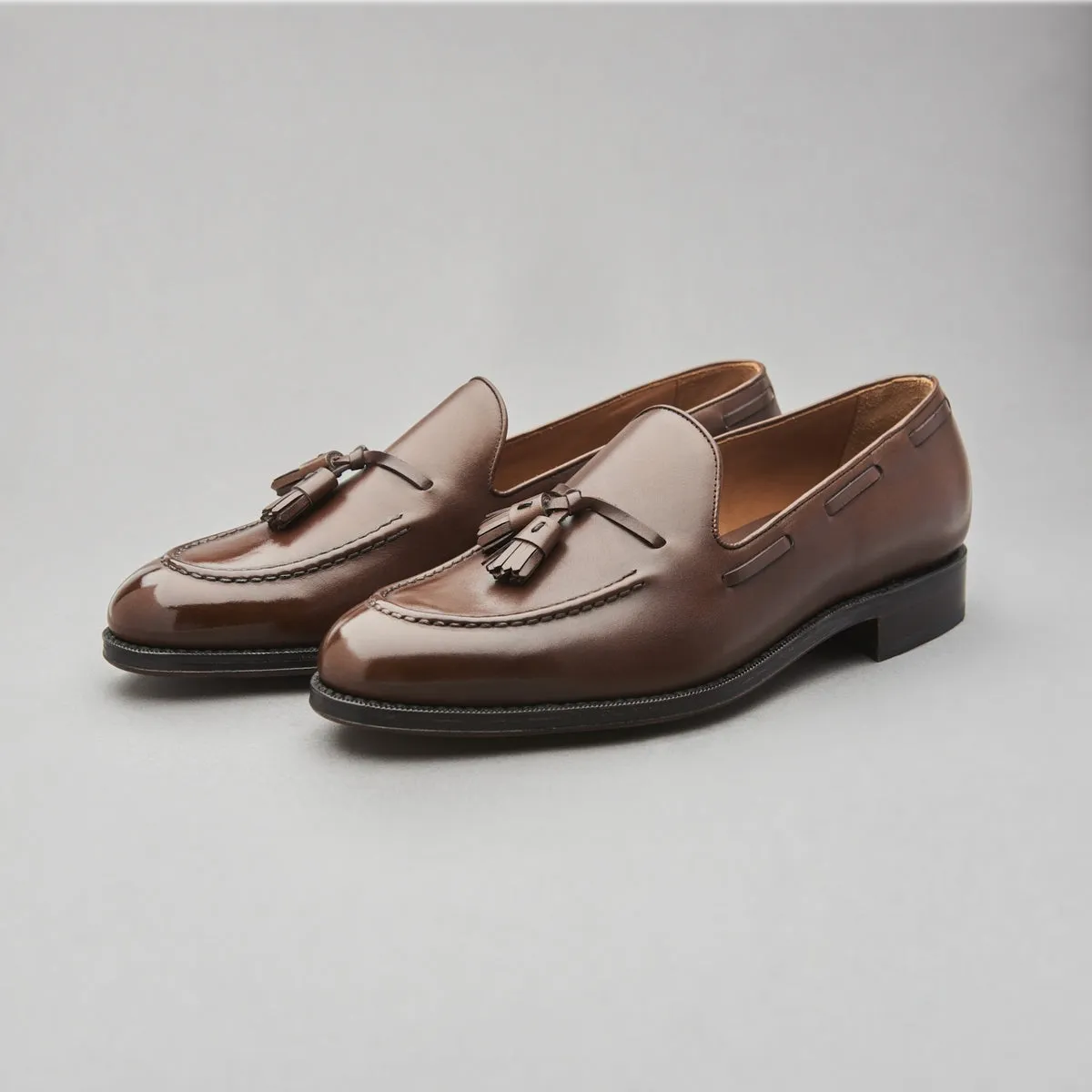 Tassel Loafer in Medium Brown Calf Leather