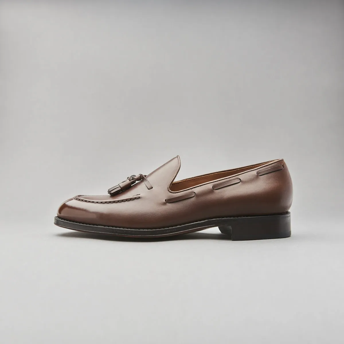 Tassel Loafer in Medium Brown Calf Leather