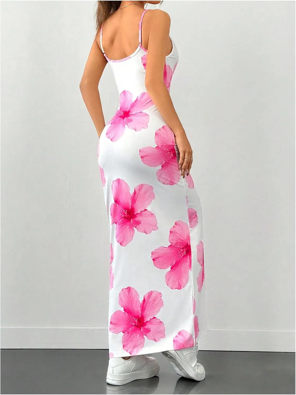 Verdusa Women's Floral Print Vacation Maxi Bodycon Dress Ssummer Long Cami Dress