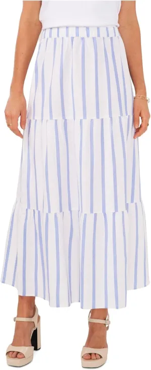 Vince Camuto Womens Linen Blend Striped Midi Skirt
