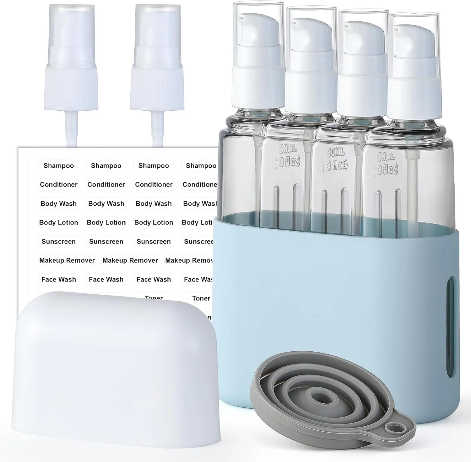 VITEVER 3oz Travel Bottles Set, Tsa Approved Portable Travel Containers for Shampoo Liquid With Labels,Travel Containers Dispenser Set - Blue