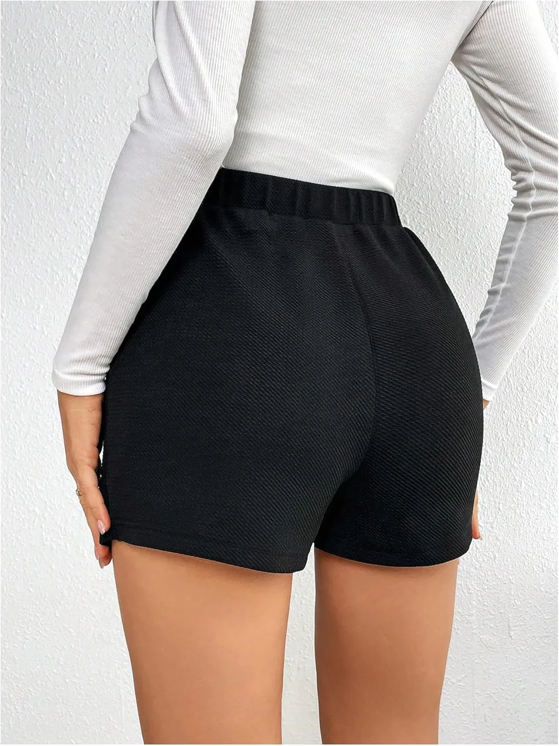 WDIRARA Women's Sparkly Rhinestone Fringe Trim Skorts High Waisted Split Side Skirt Shorts
