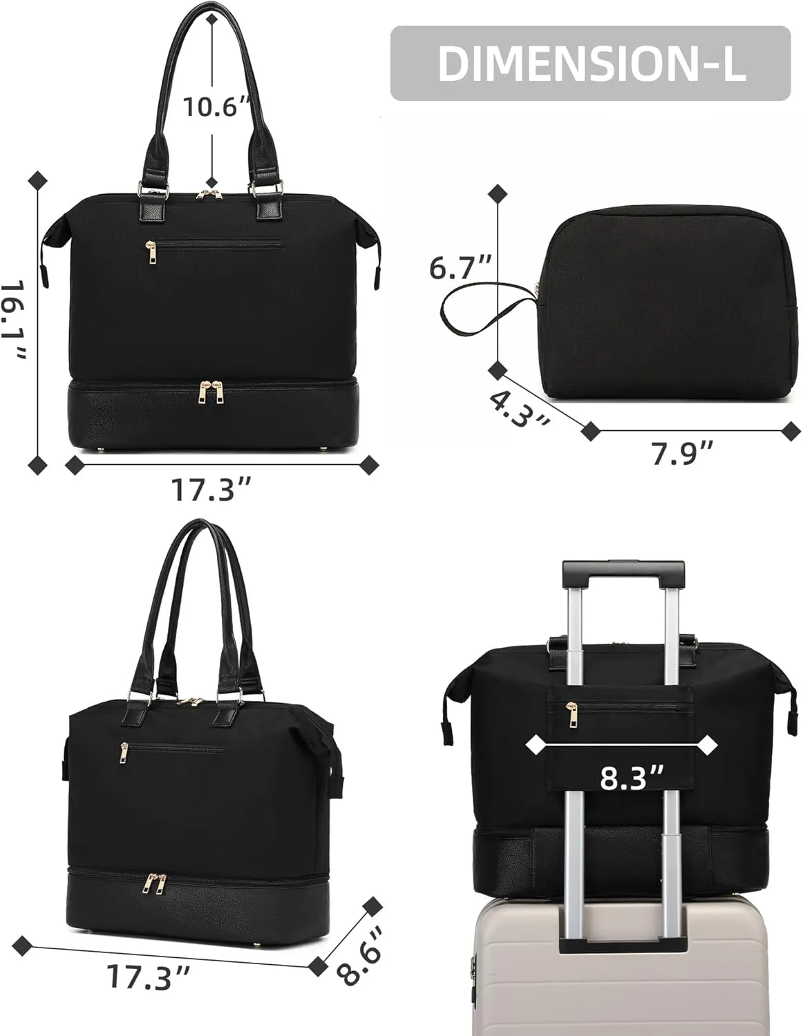 Weekender Bags for Women, Large Duffle Travel Tote Bag with Shoe Compartment,Personal Item Carry On Overnight Hospital Bag