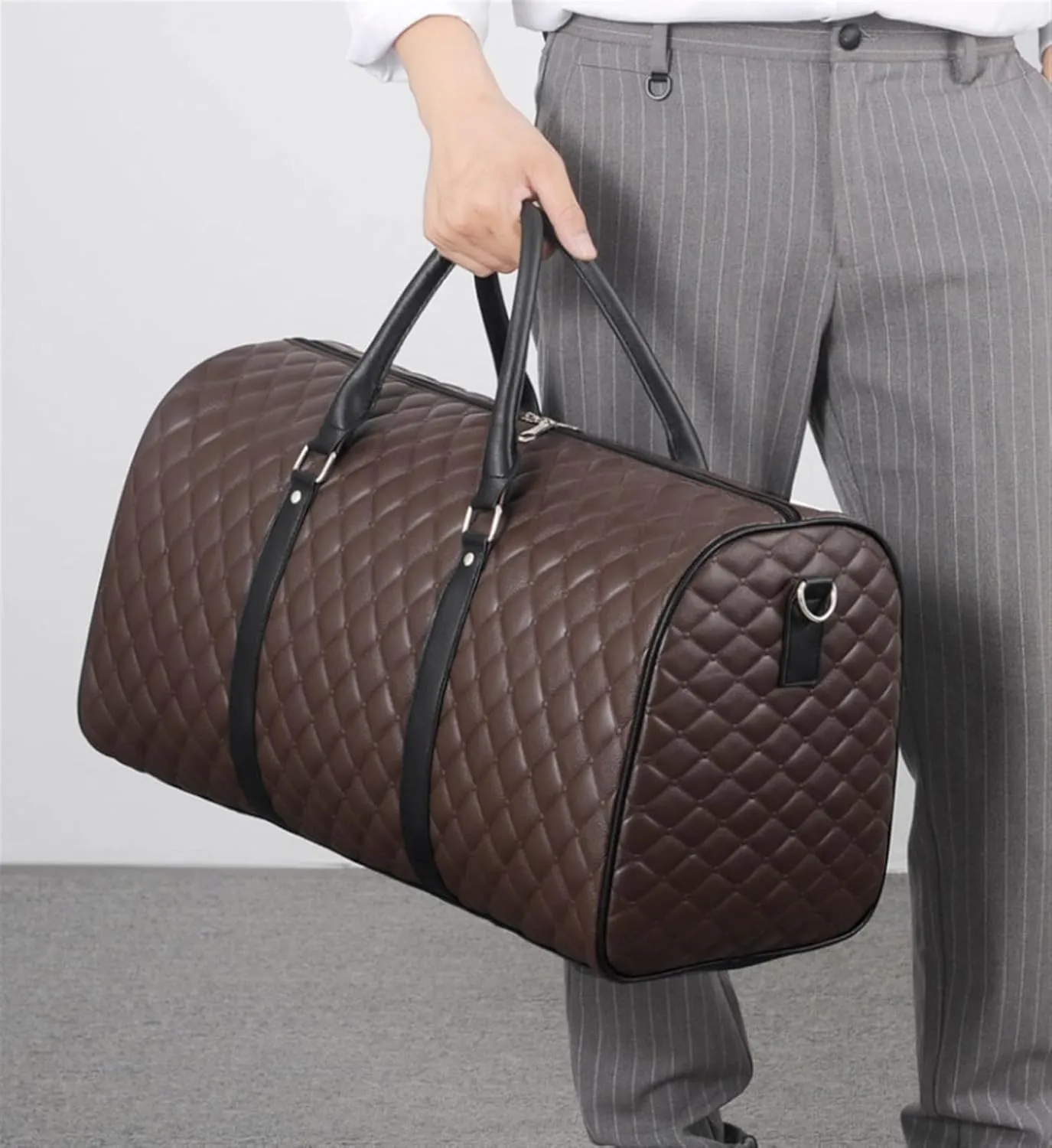 Weekender Travel Bag Garment Duffle Bags for Travel Large PU Leather Convertible Carry On Weekender Bag for Women Sport Gym Bag(C)