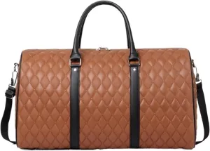 Weekender Travel Bag Garment Duffle Bags for Travel Large PU Leather Convertible Carry On Weekender Bag for Women Sport Gym Bag(C)