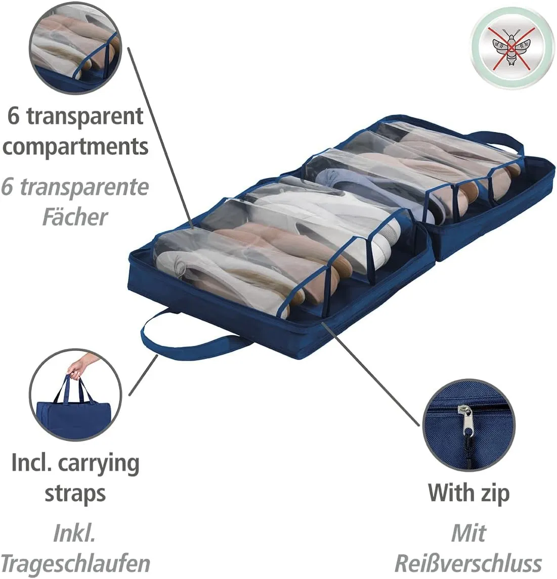 WENKO Garment Cover, 37 x 37 x 15, 5 cm, Blue