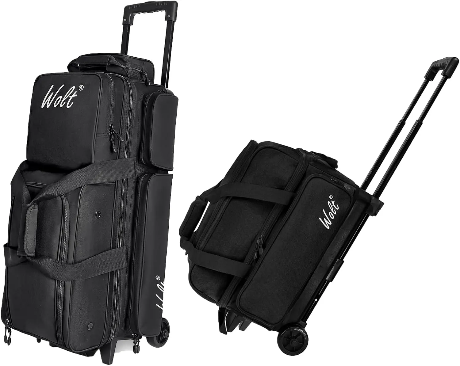 WOLT 3 Ball Bowling Bags with Wheels with 2 Ball Bowling Bag with Wheels-Bowling Roller Bags with Separate Shoe Compartment