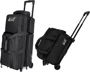 WOLT 3 Ball Bowling Bags with Wheels with 2 Ball Bowling Bag with Wheels-Bowling Roller Bags with Separate Shoe Compartment