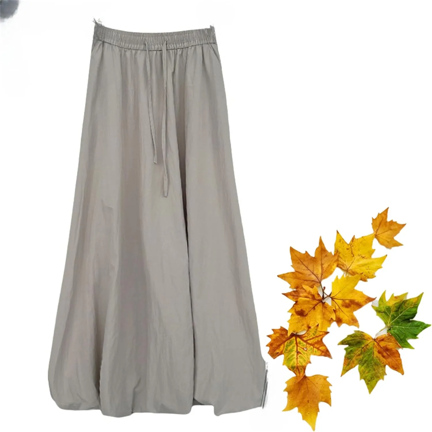 Women Baggy Parachute Skirt Y2k Cargo Maxi Long Skirt Comfy Casual Cotton Drawstring Mid Rise for Women Trendy
