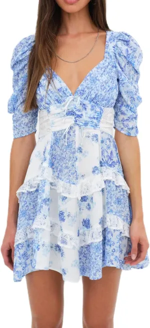 Women Floral Puff Sleeve Mini Dress Boho Ruffle A Line Babydoll Dress Cute Graphic Backless Summer Sundress