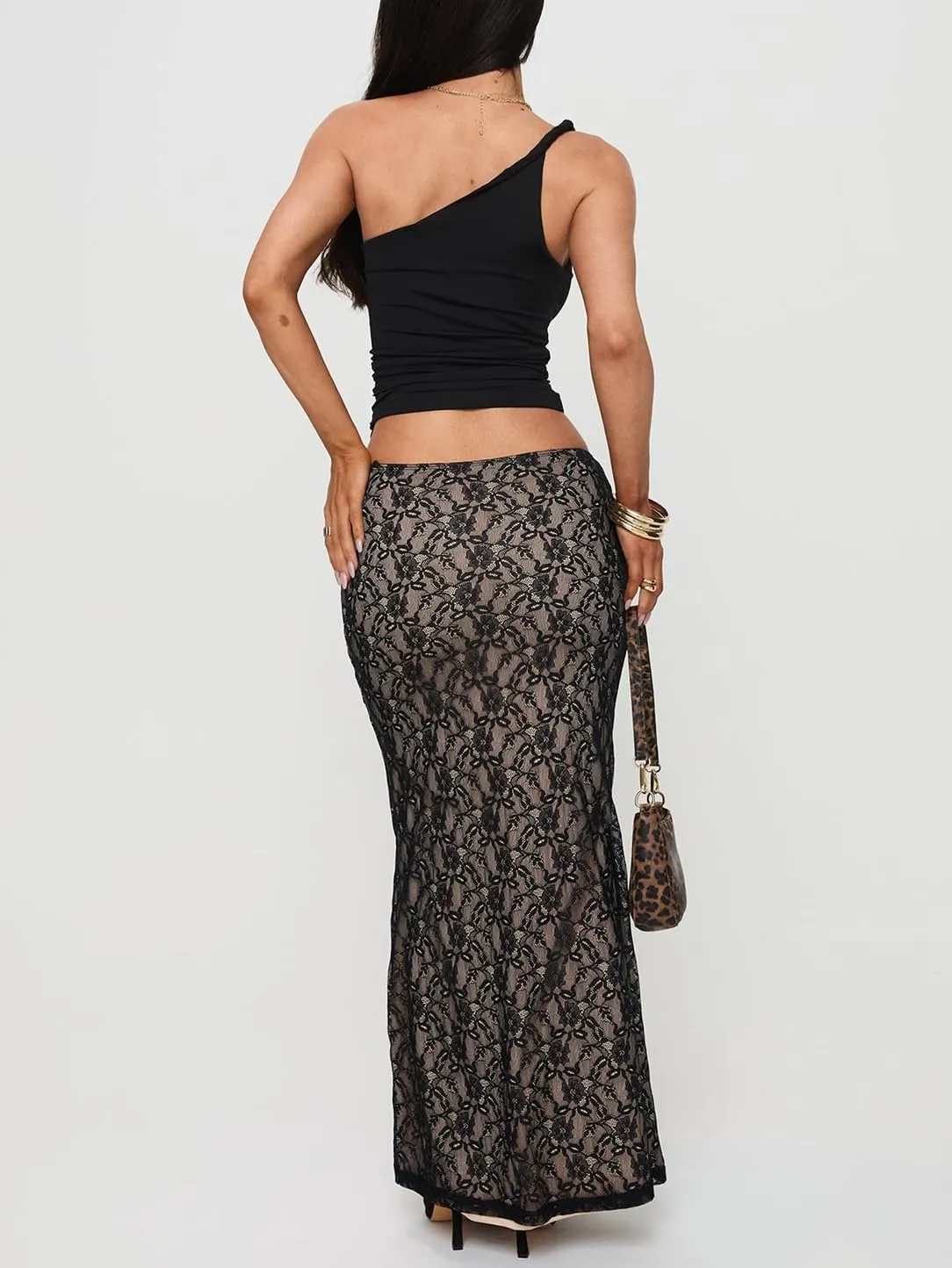 Women Lace Maxi Skirt Y2K Sexy Low Waist Sheer Mesh A-Line Long Skirt Slim Fit Floral Beach Cover Up Fairy Streatwear