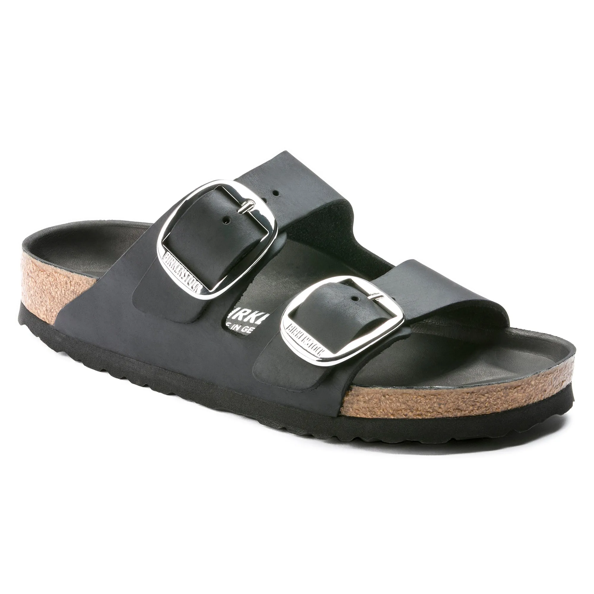 Women's Birkenstock Arizona Big Buckle Oiled Leather Color: Black