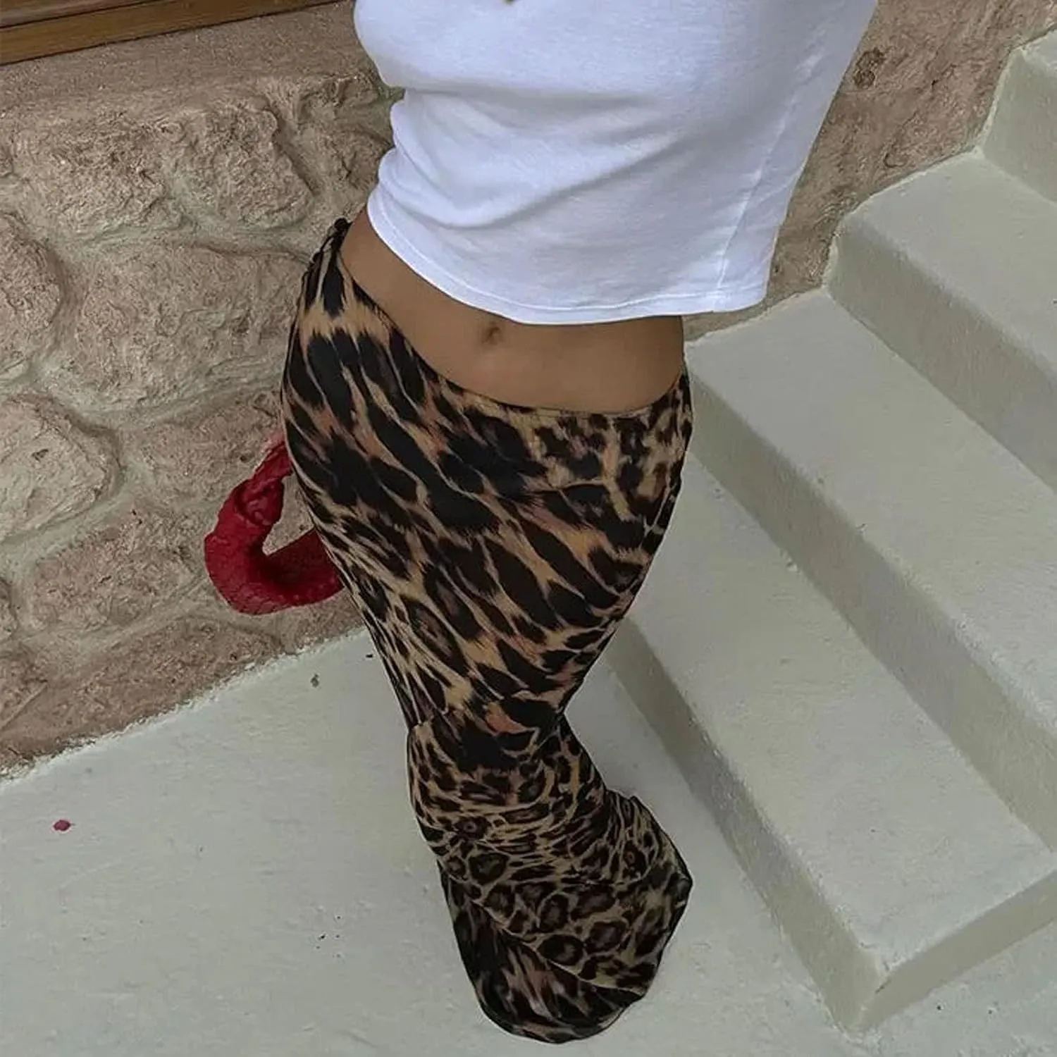 Women's Leopard Print Maxi Skirt Bodycon Long Skirt Floor Length Skirt Y2K Sexy Leopard Slim Fit Skirt Grunge Midi Skirt