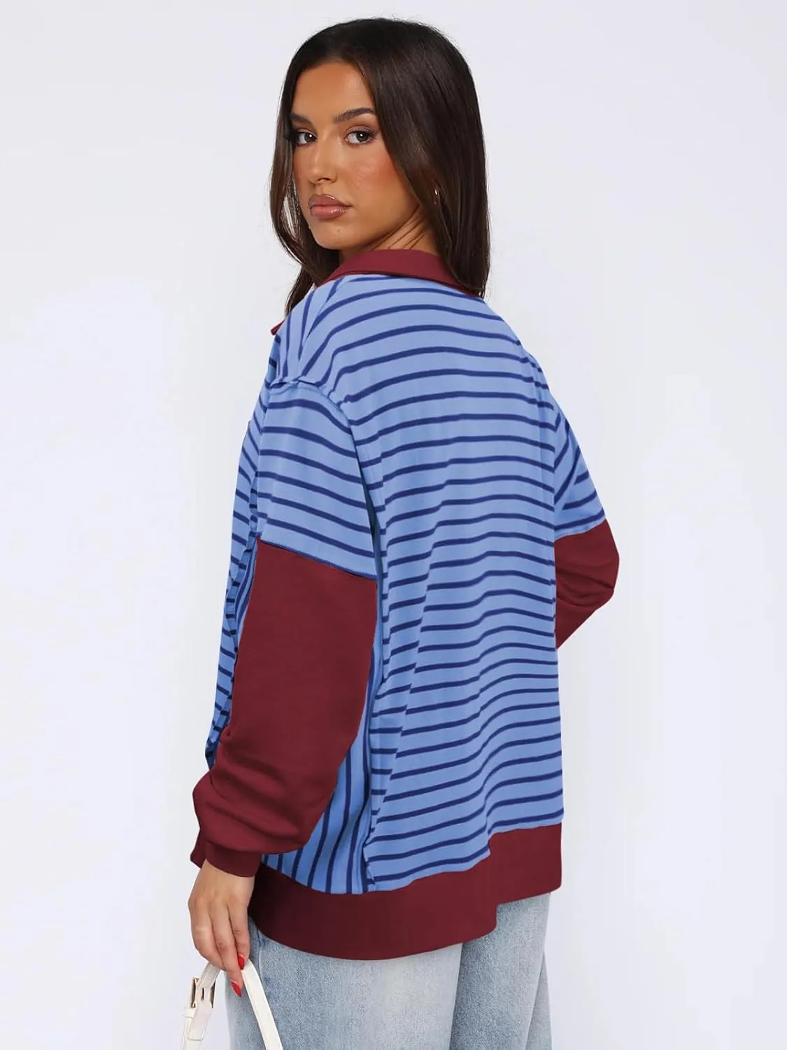 Womens Oversized Sweatshirts Striped Hoodies Trendy Clothes