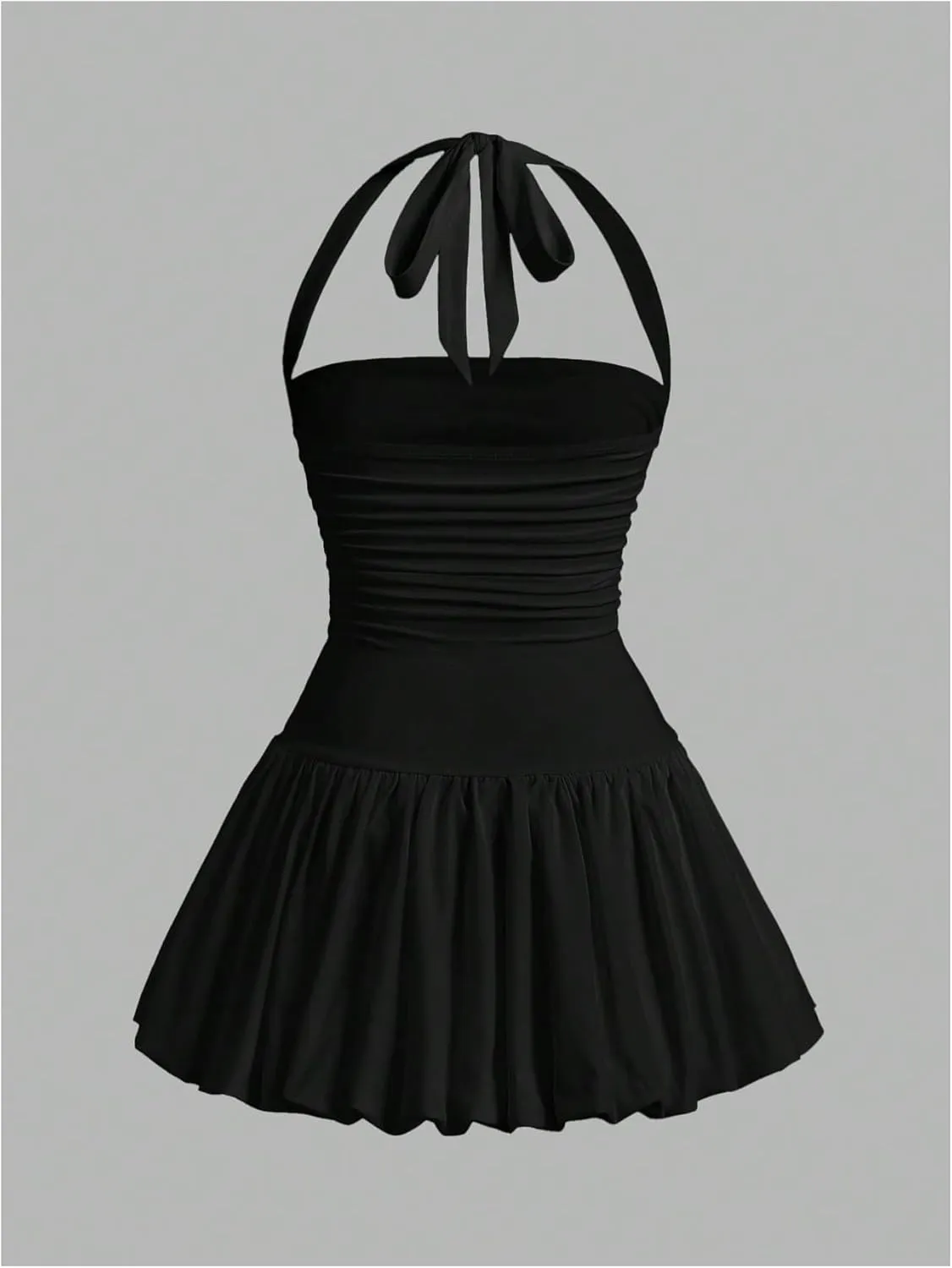 Women's Plus Size Y2k Ruffle Halter Dress A Line Bubble Sleeveless Mini Dresses