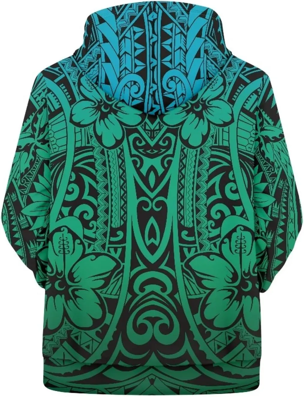 Womens Polynesian Tribal Tattoo Print Hoodies Drawstring Puletasi Tatau Ptaha Pullover Sweatshirt with Pocket