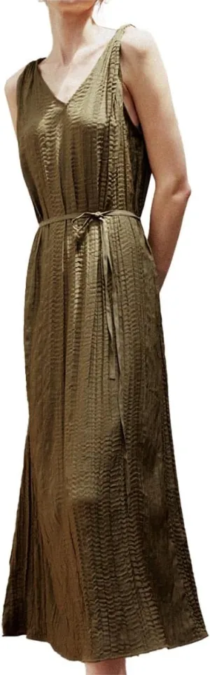 Womens Summer Sleeveless Dresses 2025 V Neck Long Maxi Dress Casual Spaghetti Beach Sun Dress