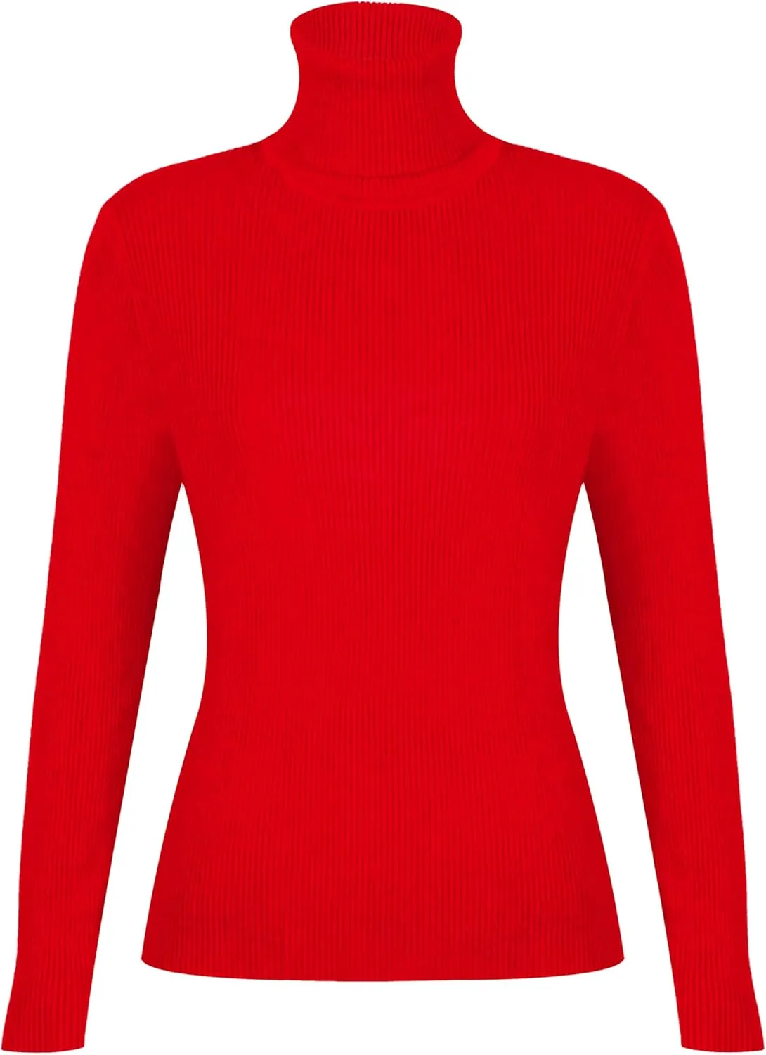 Women's Turtleneck Ribbed Pullover Fashion Long Sleeve Knit Sweater Fall Basic Tops