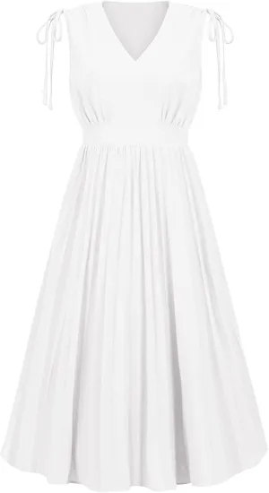 Women's Waist-Skimming Temperament Pleated A-Line Skirt Dress