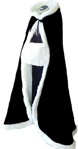 Women's Winter Hooded Cloak for Bride Wedding Party Cape with Fur Trim