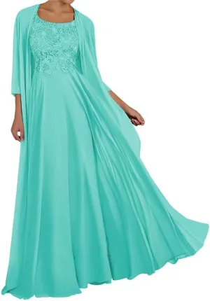 YRGERATON Mother of The Bride Groom Dresses for Wedding 3/4 Long Sleeve Chiffon Evening Grandmother Gowns JF64